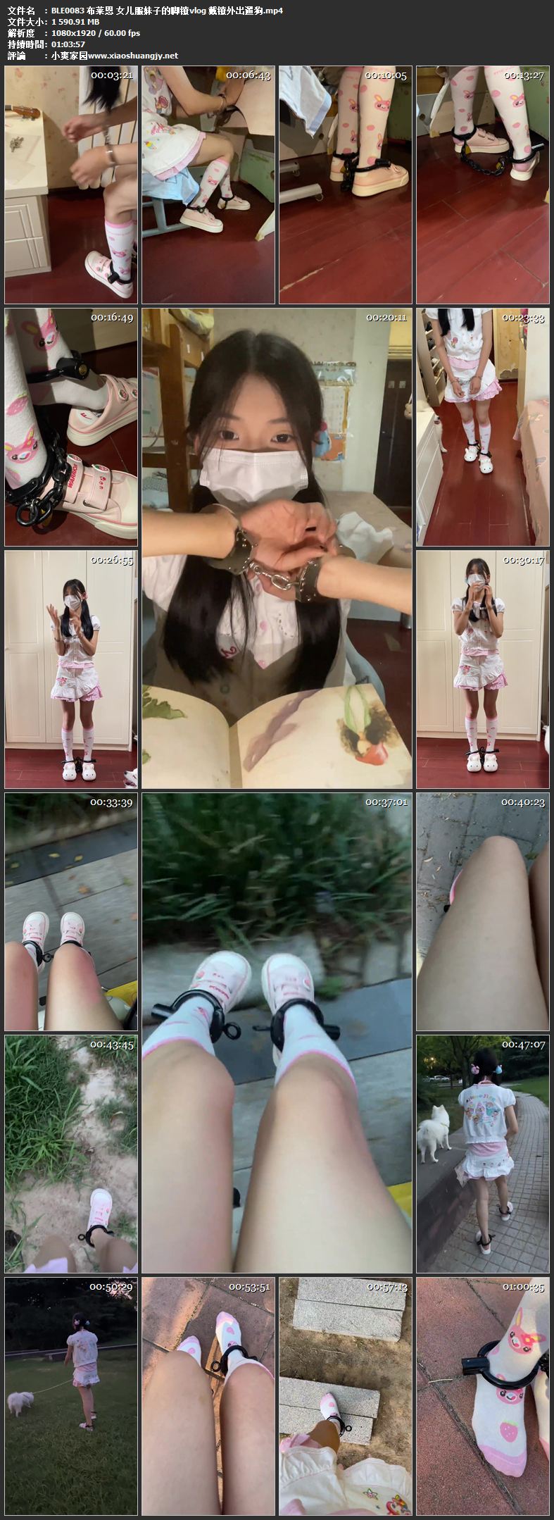 布莱恩 女儿服妹子的脚镣vlog 戴镣外出遛狗